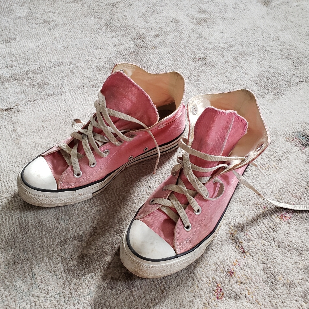 Pink high top converse sneakers
